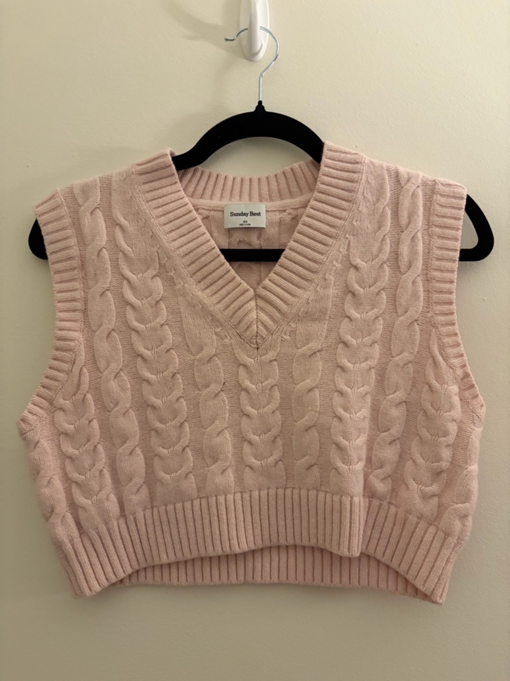 Sunday Best Blush Cable Knit V-Neck Sweater Vest